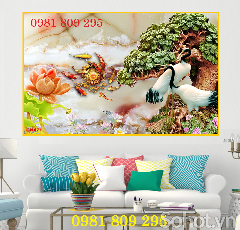 Gạch tranh tùng hạc sứ ngọc