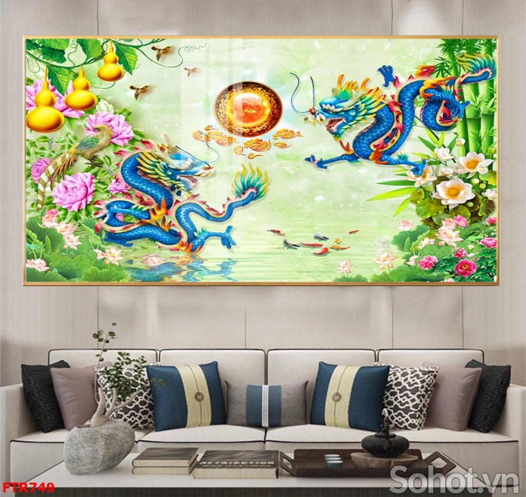 Gạch tranh đẹp rồng phượng 3D