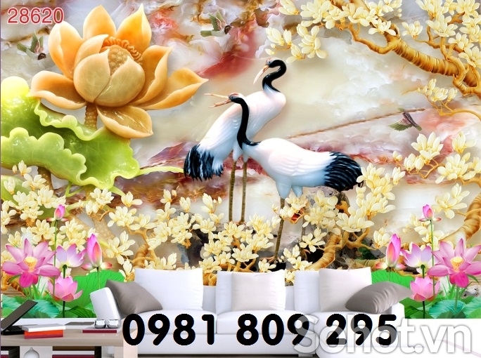 Tranh gạch hoa sen 3d - tranh ốp tường
