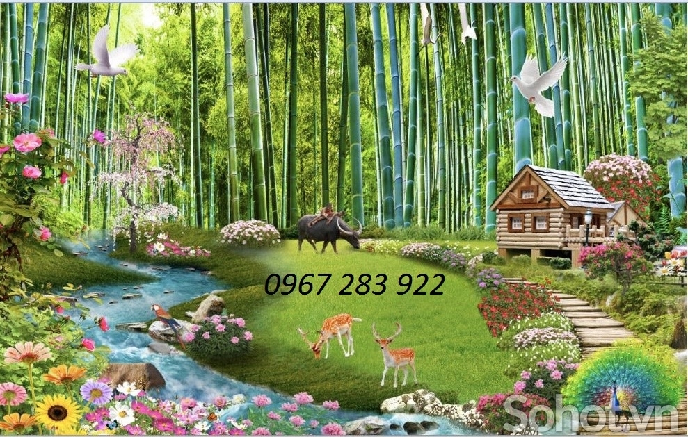 Tranh tường hoa sen trang trí sang trọng