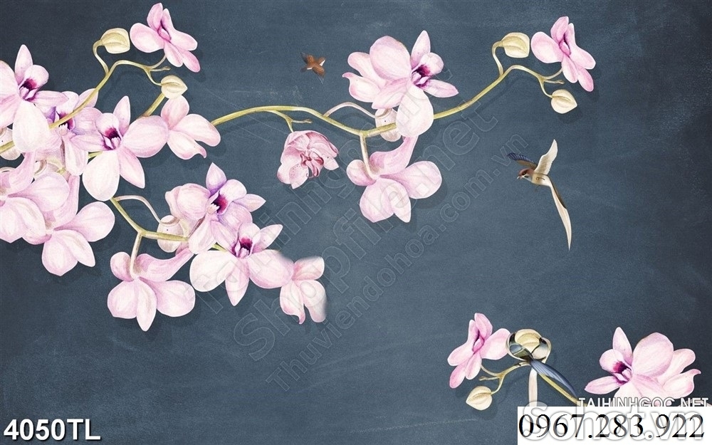 Tranh gạch hoa lan 5D dán tường trang trí