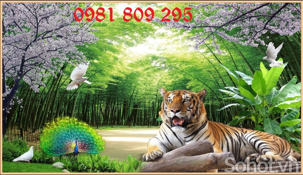 Gạch 3d trang trí hình con hổ