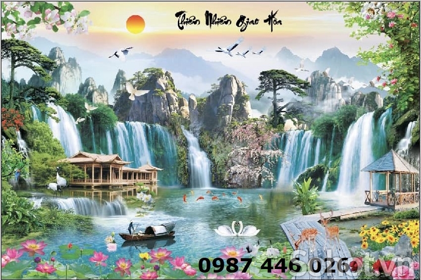 Tranh gạch thác nước HP76