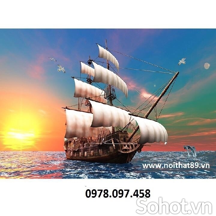 Gạch tranh 3d - thuyền buồm