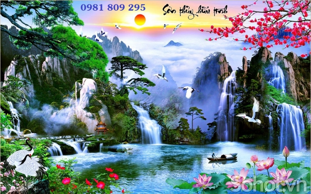 Gạch tranh sơn thủy hữu tình HP536