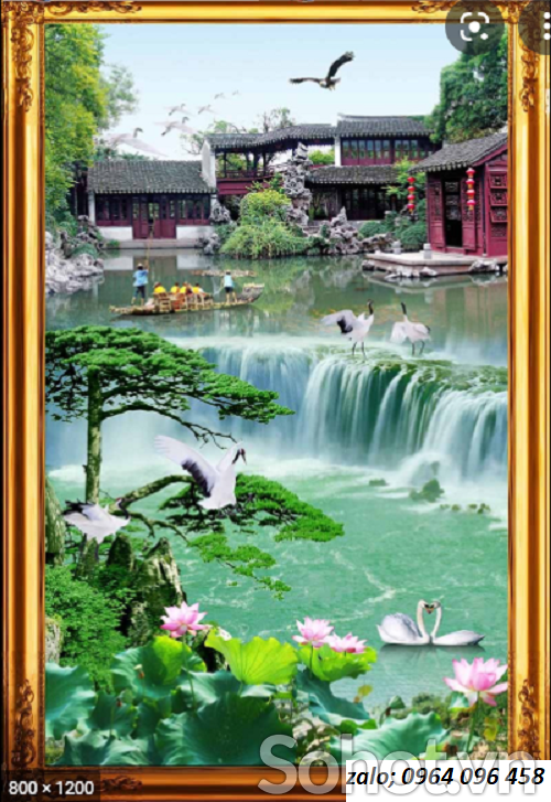 Tranh phong cảnh khổ dọc - tranh gạch 3d - YTR4