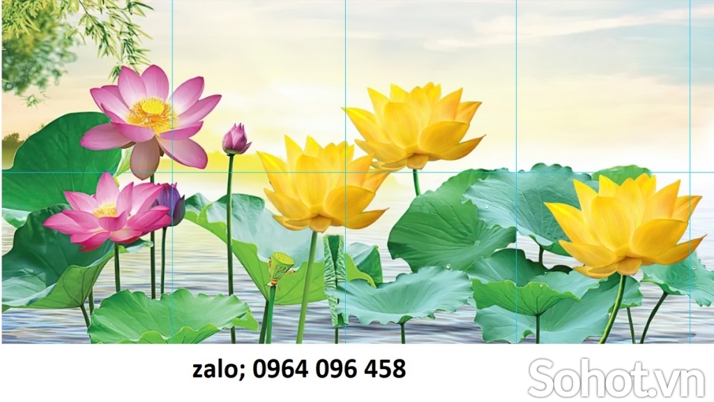 Tranh gạch 3d hoa sen - gạch tranh 3d hoa sen - MCB84