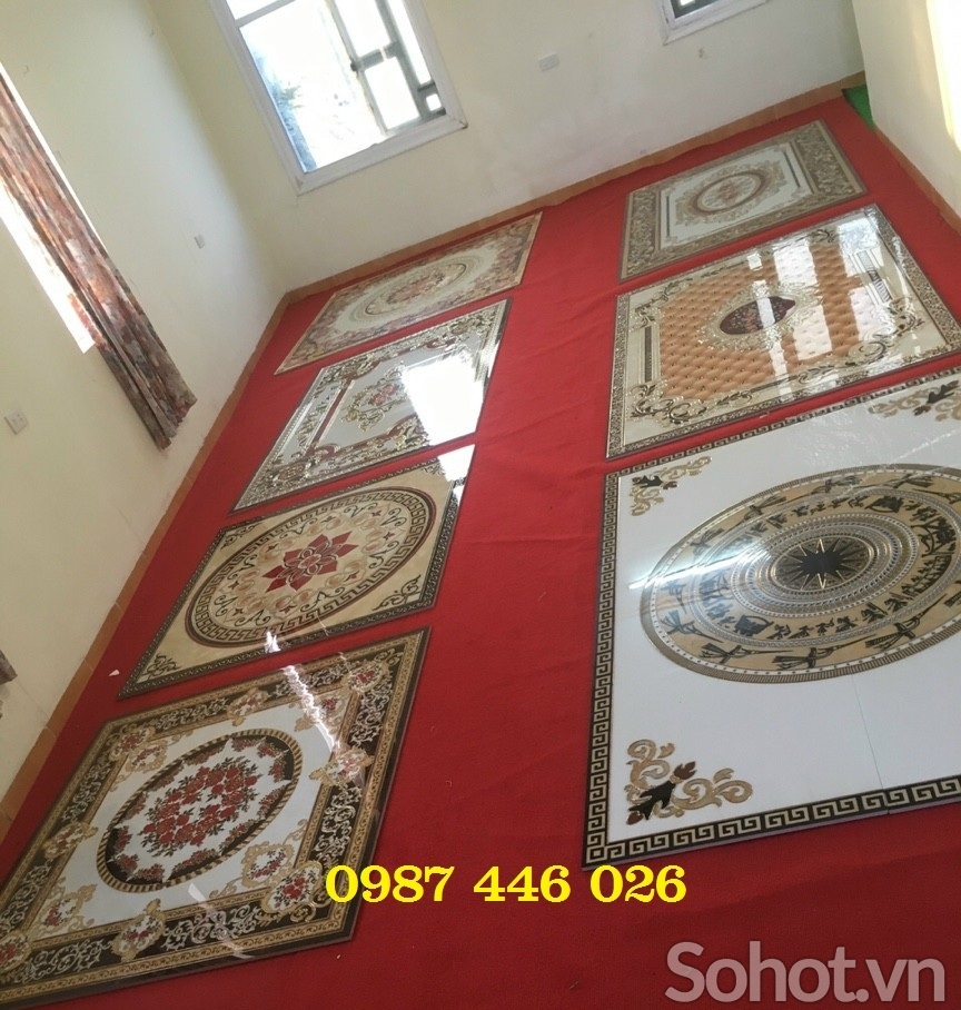 Gạch thảm nền nhà khắc vàng