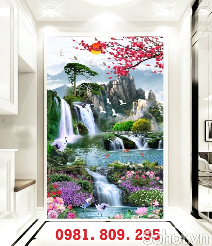 Gạch 3d thác nước, tranh gạch men