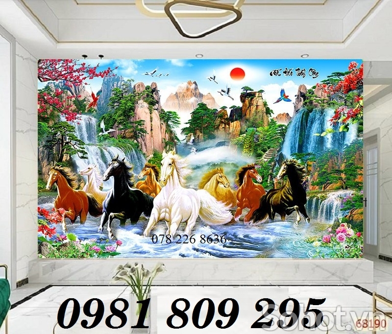 gạch tranh 3d - tranh ngựa phong thủy