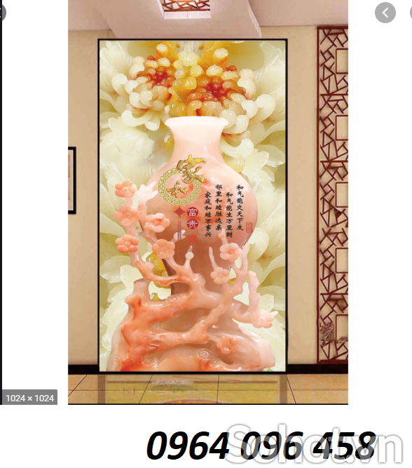 Tranh gạch 3d bình hoa sứ ngọc - 65Xg