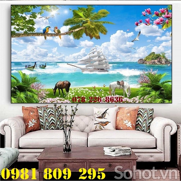 Tranh ốp tường , tranh gạch men thuyền
