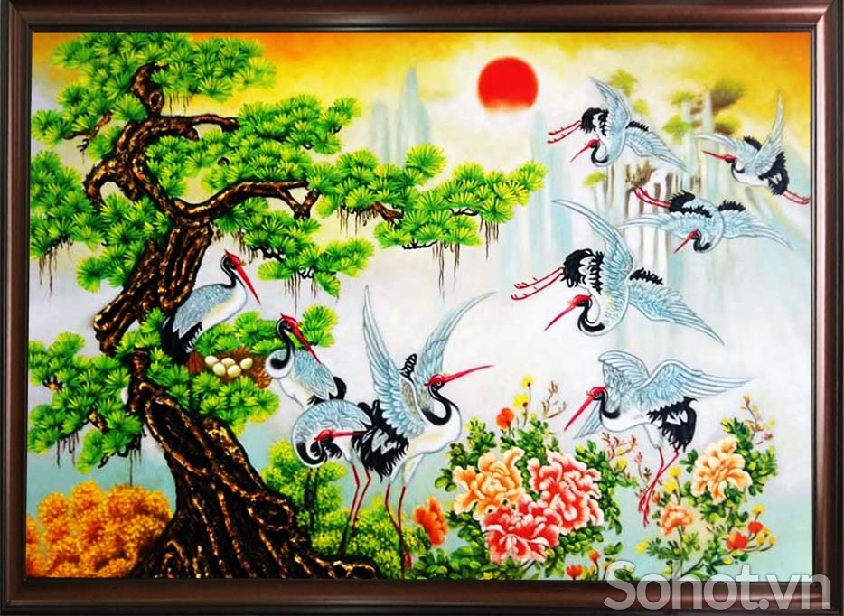 Tranh gạch 3d ốp tường tùng hạc - DCX31