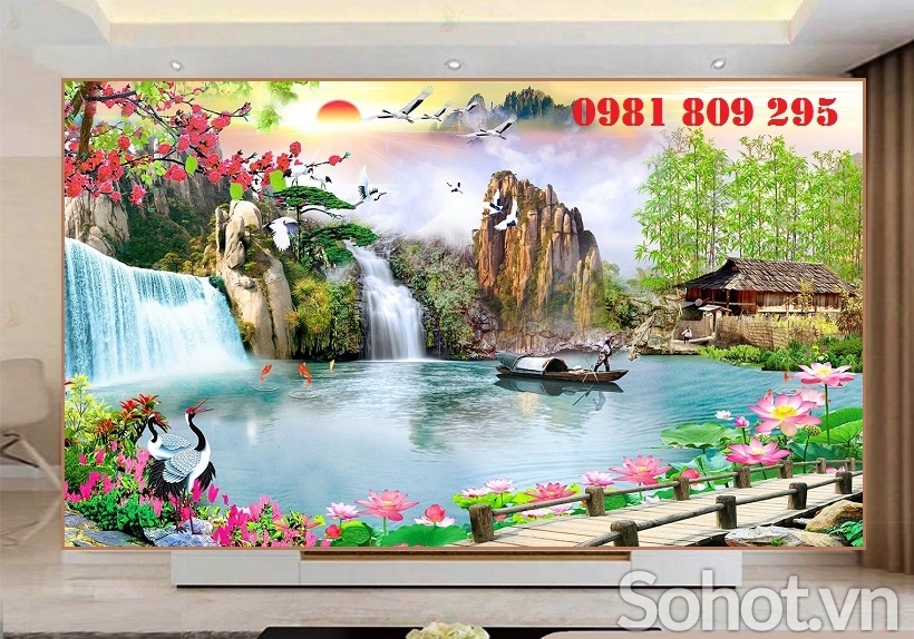 Tranh gạch phong cảnh ngôi nhà