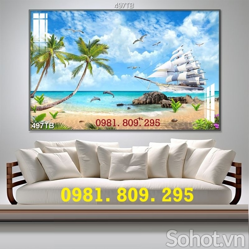 Tranh gạch , gạch ốp thuyền buồm xuôi gió HN999