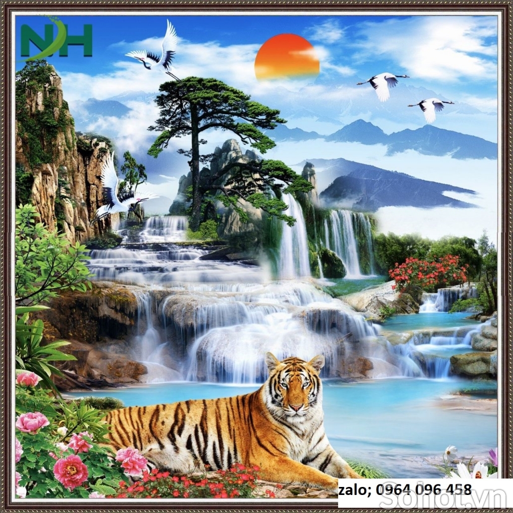 Tranh gạch 3d ốp tường con hổ - LXDC4