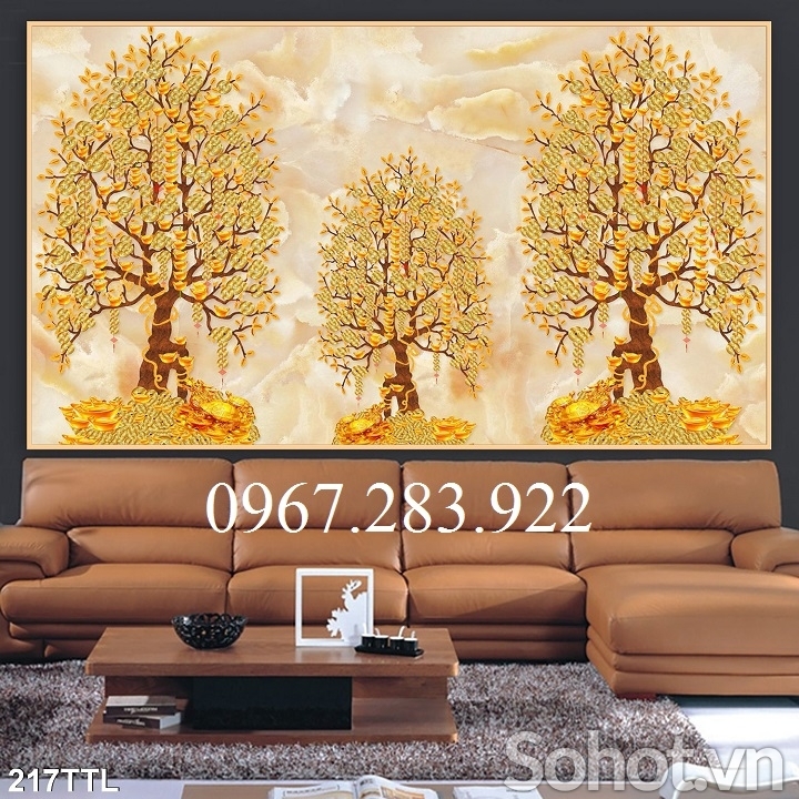 Gạch tranh- Tranh phong thuỷ cây kim tiền