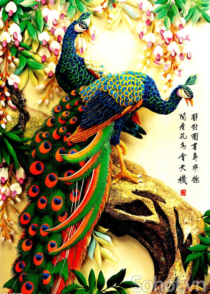 tranh con công 3d đẹp - KL45