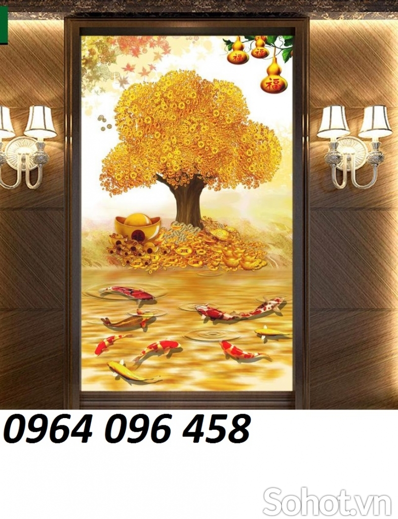 Tranh gạch 3d ốp tường cây tiền vàng - CBV5