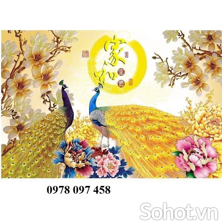 Tranh gạch chim công