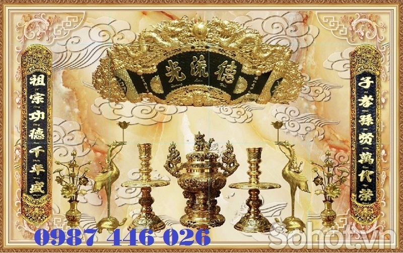 Tranh gạch phòng thờ, gach trang trí, tranh 3d