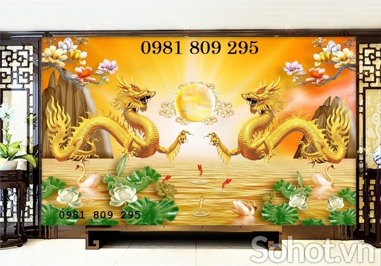 Gạch ốp tường 3d rồng phượng