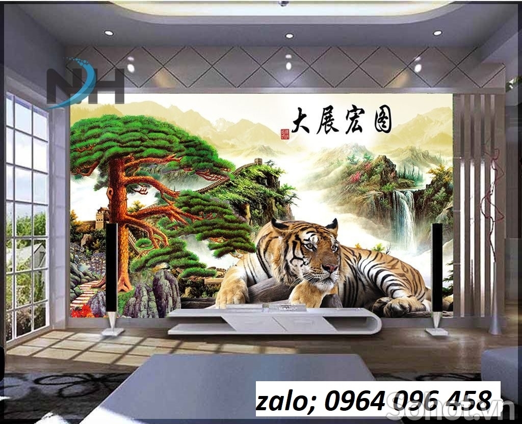 Tranh gạch con hổ 3d - gạch tranh 3d con hổ - 37CVZ