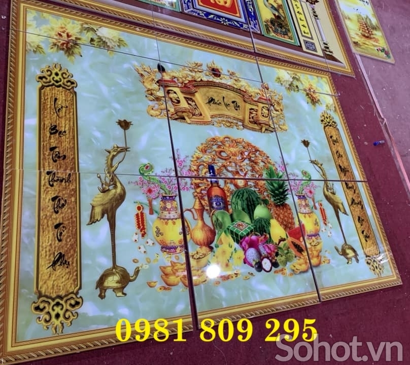 Tranh gạch ốp tường phòng thờ cửu huyền thất tổ