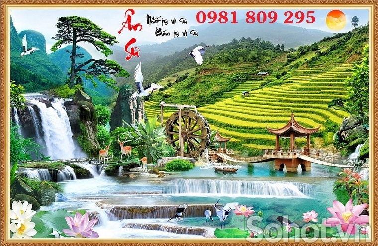 Tranh gạch 3d thiên nhiên thác nước HP847