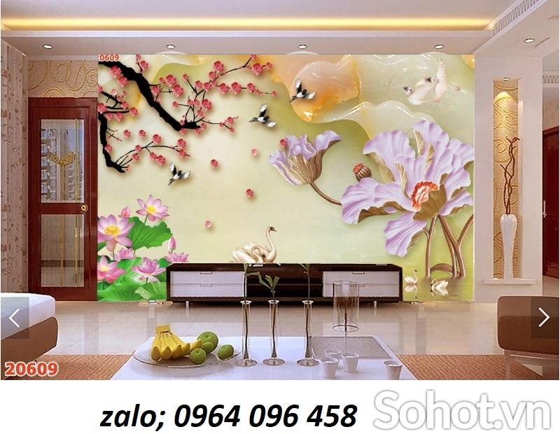 Tranh gạch men 3d ốp tường phòng khách - CVN955