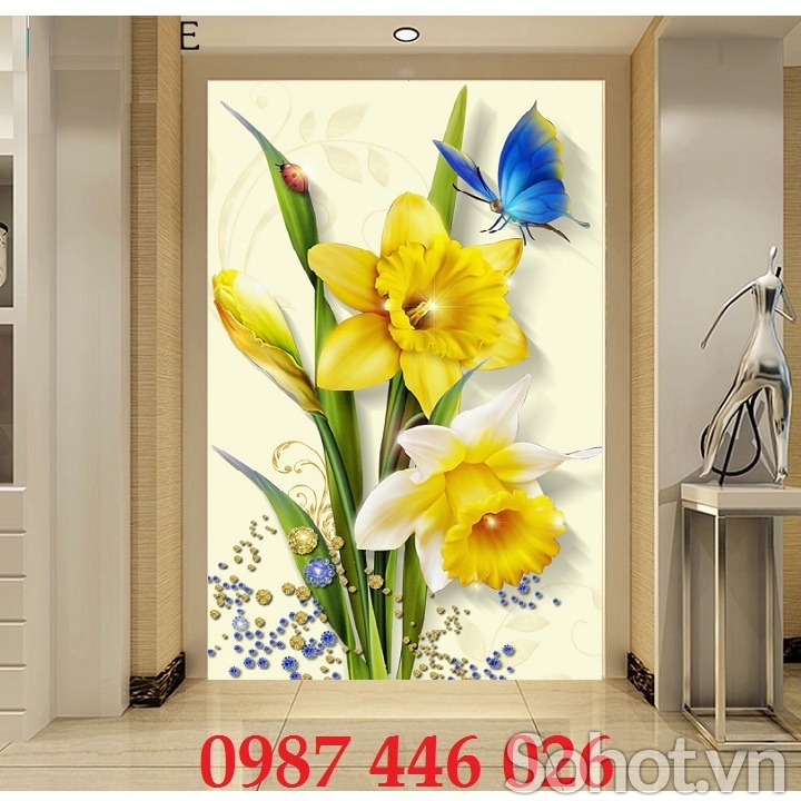 Gạch tranh bình hoa lục bình 3d đẹp HP9833