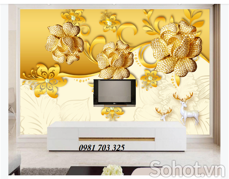 Tranh gạch men hoa 3D trang trí phòng