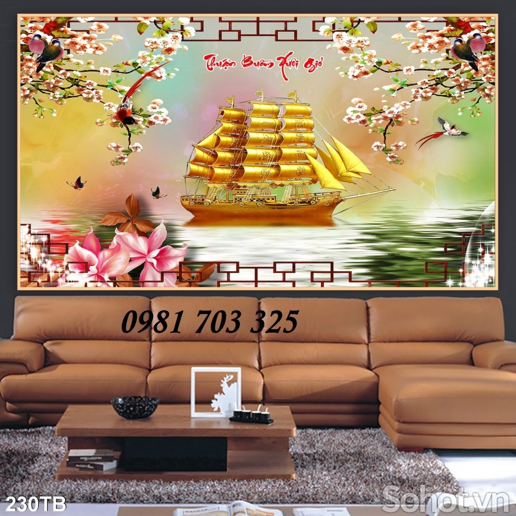 gạch tranh 3D phong thủy thuyền buồm