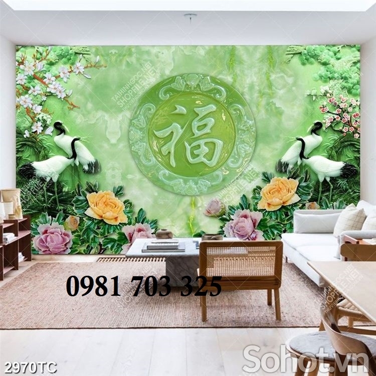 Tranh gạch 3D hoa mẫu đơn phong thủy