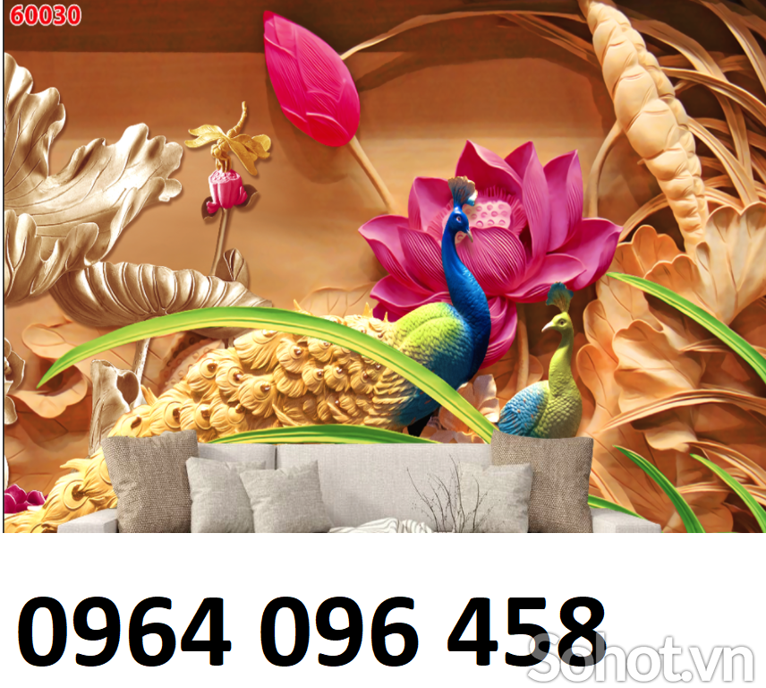 Tranh gạch ốp tường 3d chim công - 32XCZ