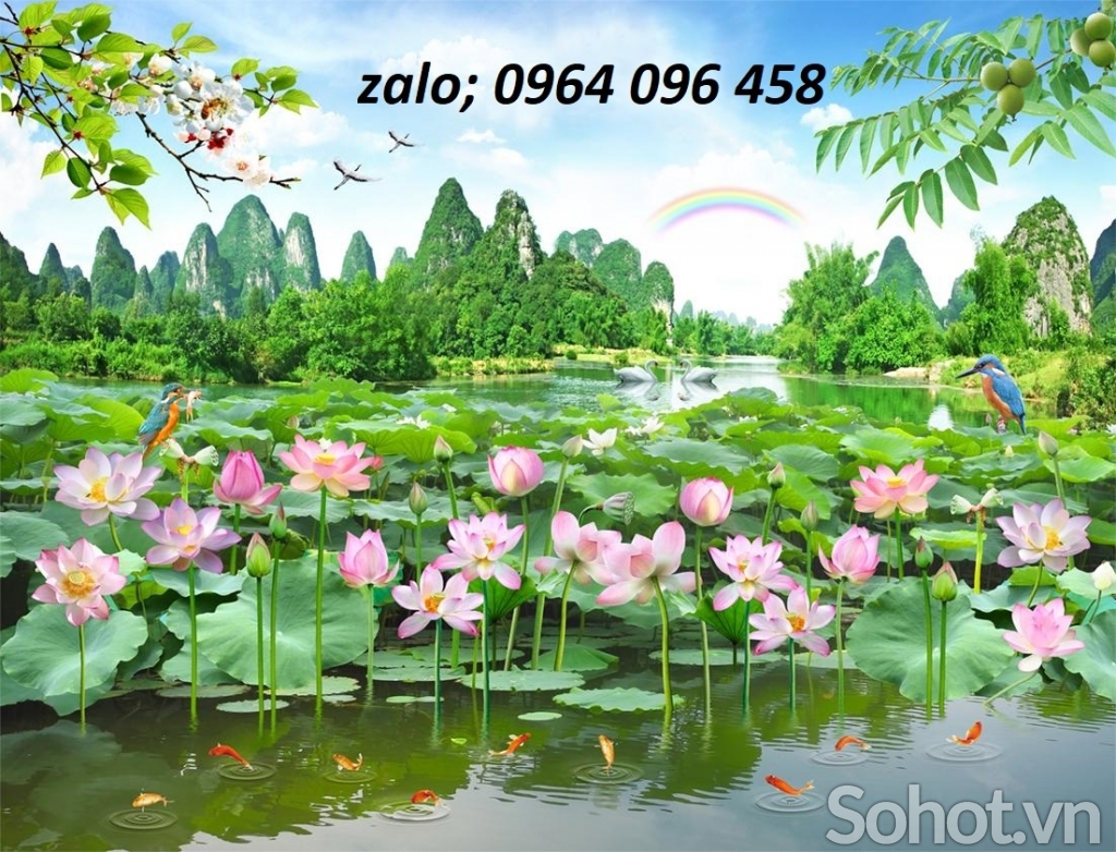 Tranh gạch 3d hoa sen ốp tường - SXV444