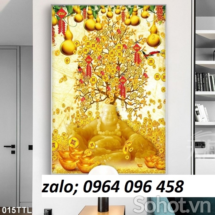 Tranh 3d cây tiền vàng - gạch tranh 3d cây tiền vàng - DXZ2