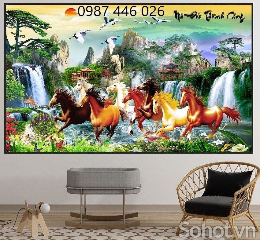 Tranh ngựa- Gạch tranh 3d