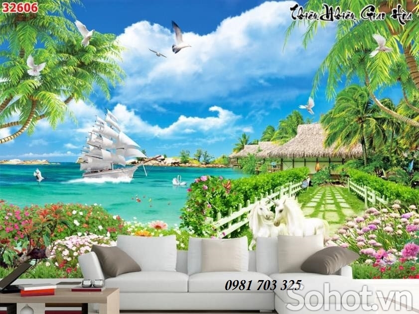 Tranh gạch 3D thuận buồm xuôi gió