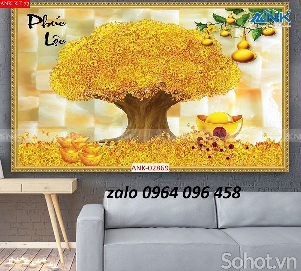 Tranh gạch 3d cây tiền vàng - KHF36