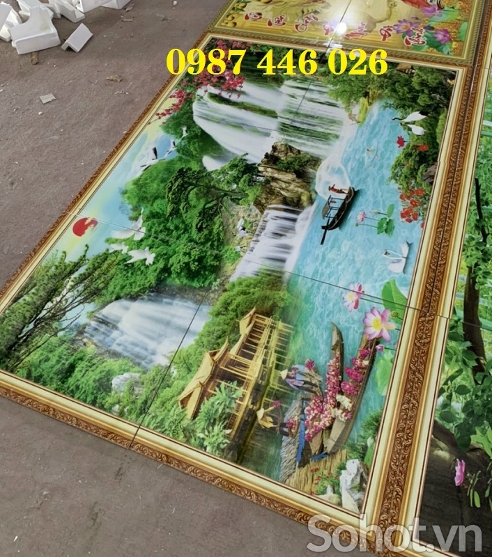 Gạch tranh phong cảnh thác nước ảnh thực tế HP822