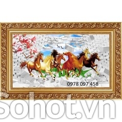Gạch tranh dán tường họa tiết 8 chú ngựa