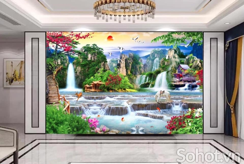 Tranh gạch 3d ốp tường phong cảnh thiên nhiên 3d - 033XCV