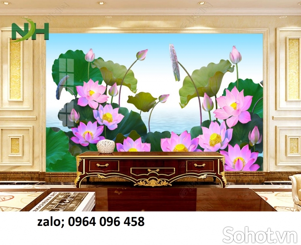Tranh gạch hoa sen 3d - CVN84