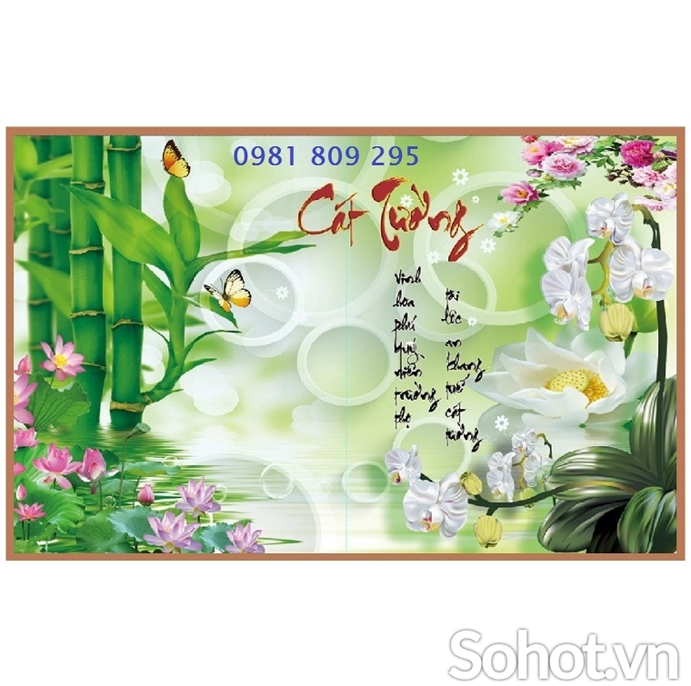 Tranh gạch , mẫu tranh hoa sen ốp tường