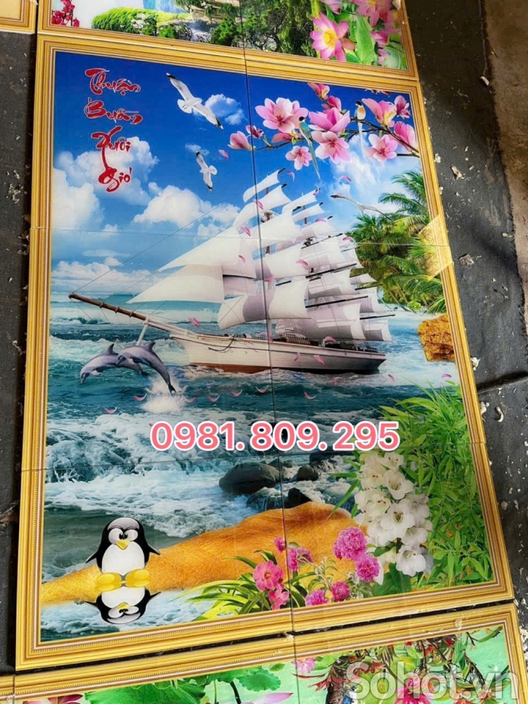 Tranh gạch cảnh thuyền buồm Hn8832