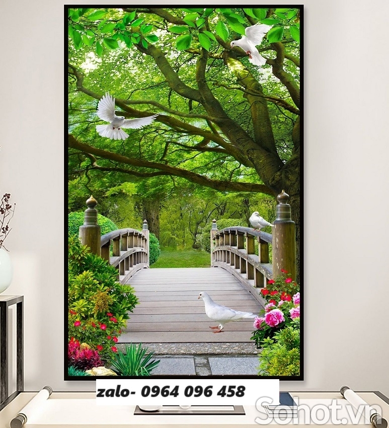 Tranh gạch 3d phong cảnh con đường hàng cây - KMB8