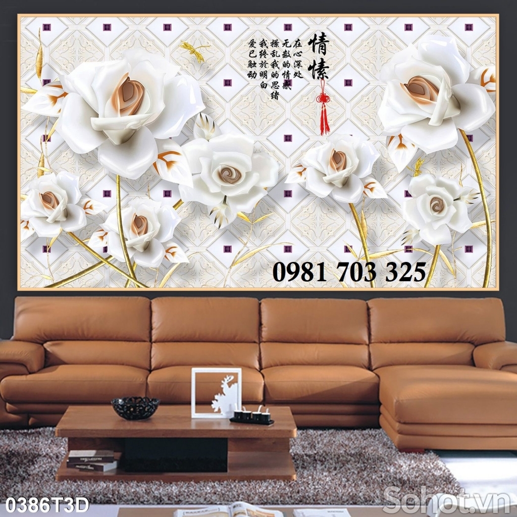 Tranh gạch đẹp 3d hoa trang trí