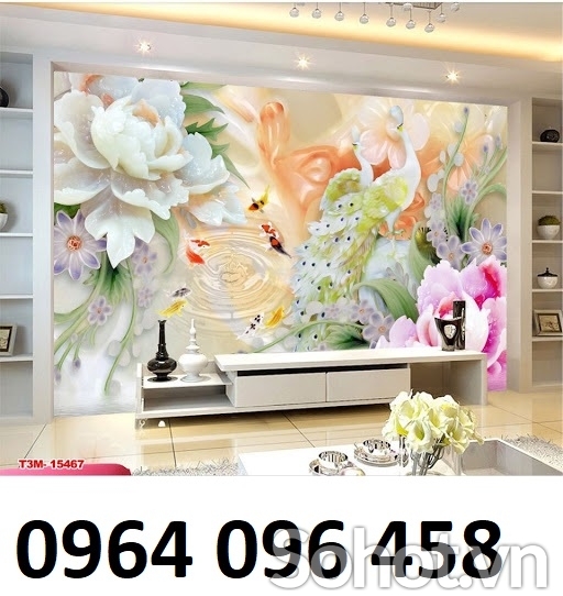 Mẫu tranh gạch men 3d phong thủy phòng khách - KCB533