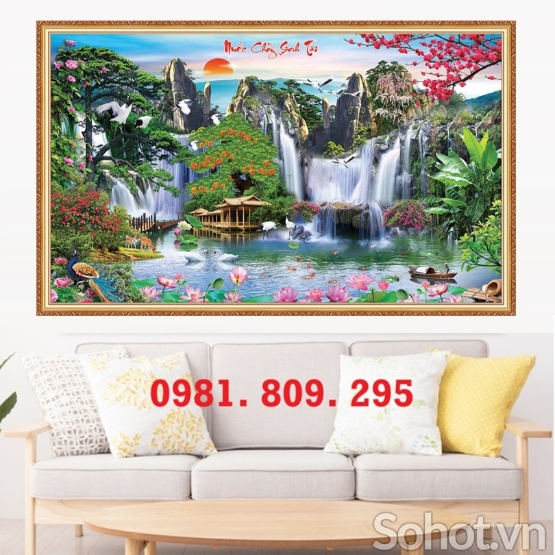 Gạch 3d tranh thiên nhiên , gạch tranh thác nước